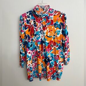 Lands' End Swim Tunic 3X 24/26 Long Sleeve Quarter Zip with Pockets